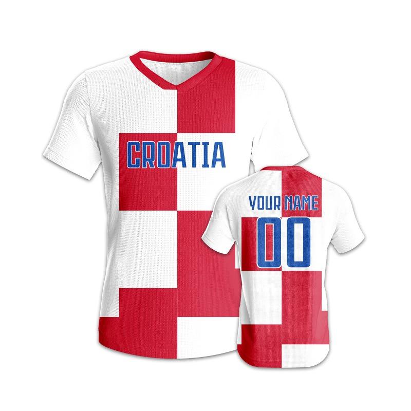 Kroatien Fußballtrikot Benutzerdefiniertes Fußballhemd mit personalisiertem Namen Nummer Fußballmannschaftstrikot für Männer Frauen Kinder