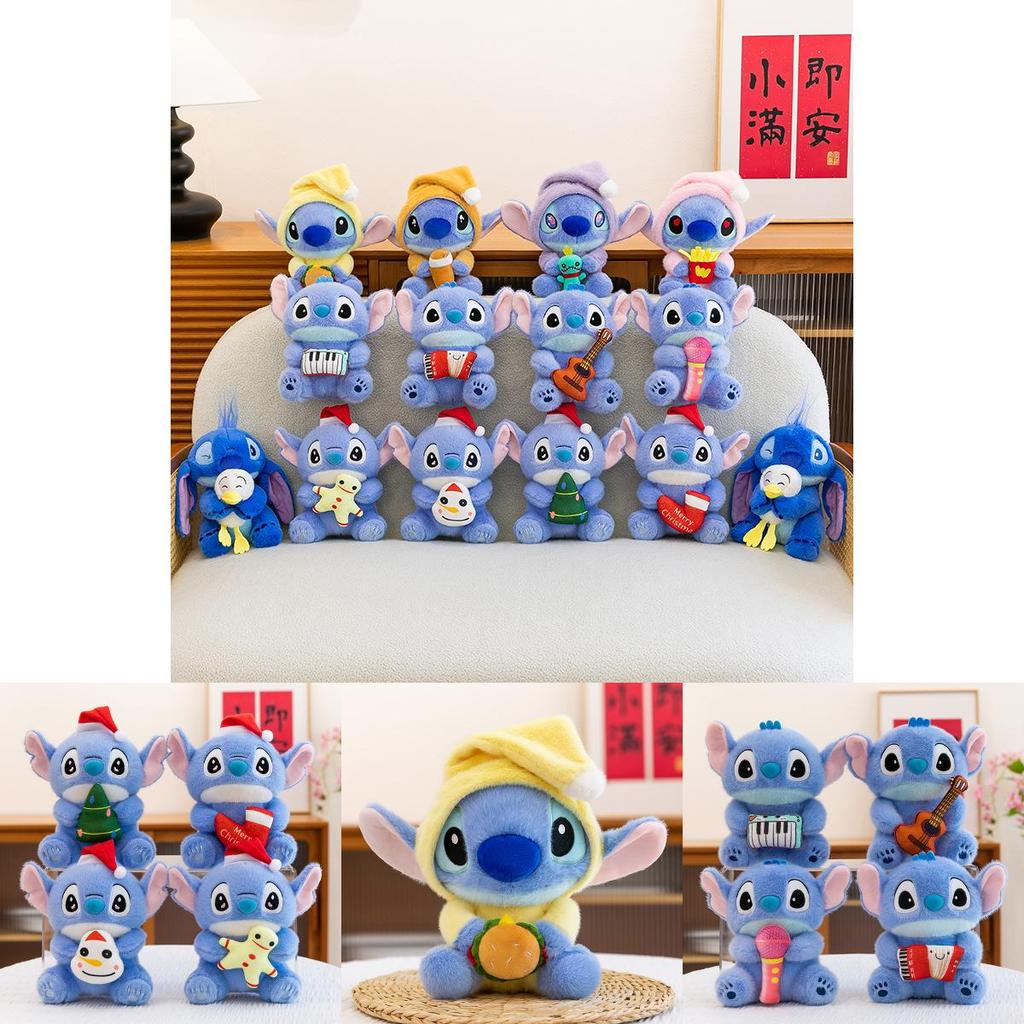 Cute Stitch Christmas And Musical Instrument Series Plush Doll Children Toy For Kids Holiday Gifts