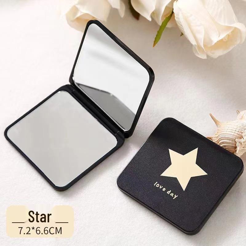 "Compact Double-Sided Folding Pocket Mirror: Magnifying & Standard for Portable Makeup".