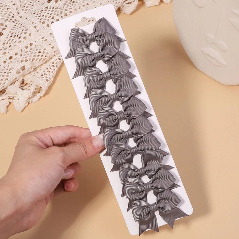 10Pcs/Set Solid Color Grosgrain Ribbon Hairpins for Kids Bows Hair Clips Boutique Handmade Headwear Girls Baby Hair Accessories