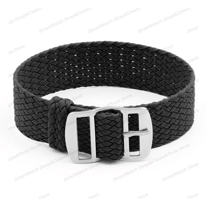 14mm 16mm 18mm 20mm 22mm Perlon Woven Nylon Watchbands Fabric Bracelet Military Men Watch Strap Metal Buckle Black Blue Band