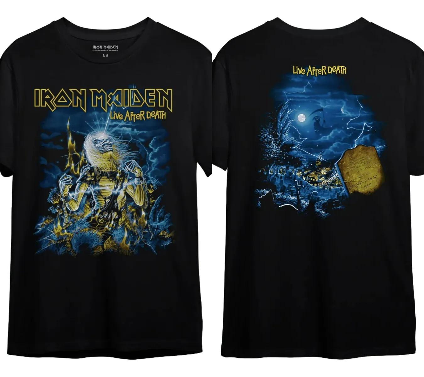 Iron Maiden Live After Death Graphic T-Shirt Cotton Oversized Y2k Men Women Short Sleeve Streetwear Loose Female Male Clothing 4XL