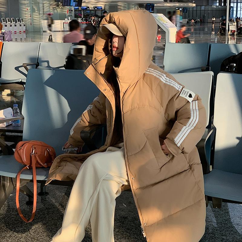 

Женская длинная хлопковая одежда зимняя новая куртка свободная модная универсальная хлопковая одежда утолщенная хлопковая куртка с капюшоном XXL хаки