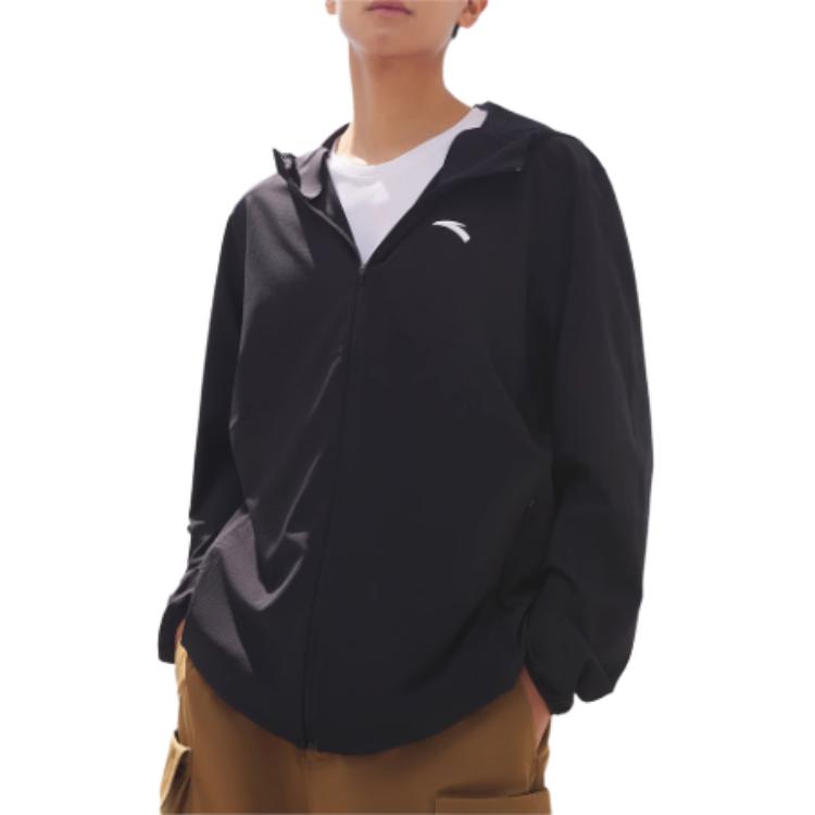 Anta Training Series Sports Hooded Breathable Comfortable Long Sleeve Sun Protection Jacket Men Jackets Basic-Black 952427606-5