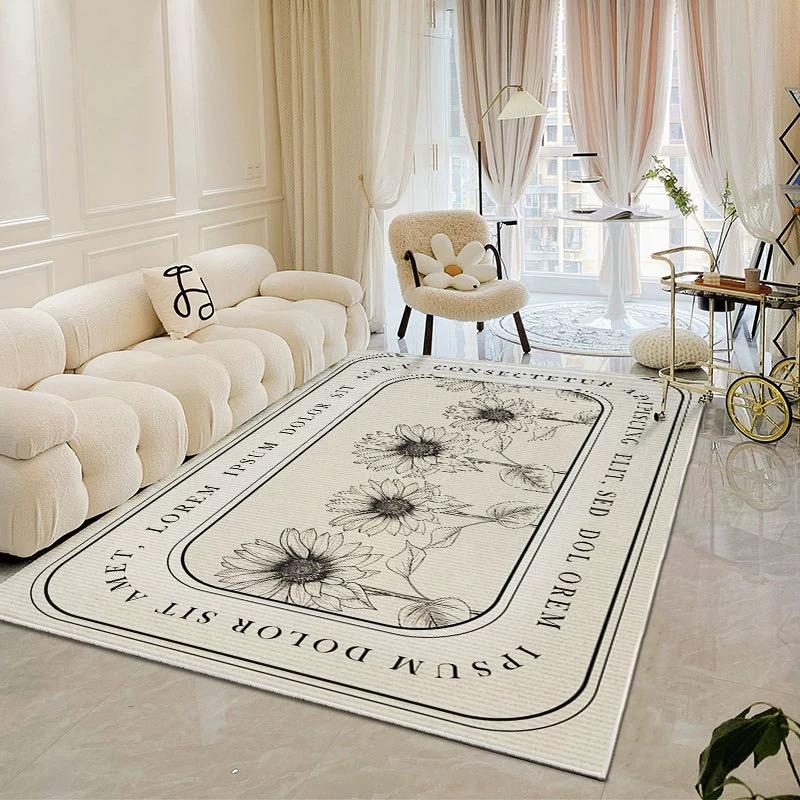 modern simple crystal velvet large carpet living room sofa coffee table Light luxury large area bedroom non-slip carpet