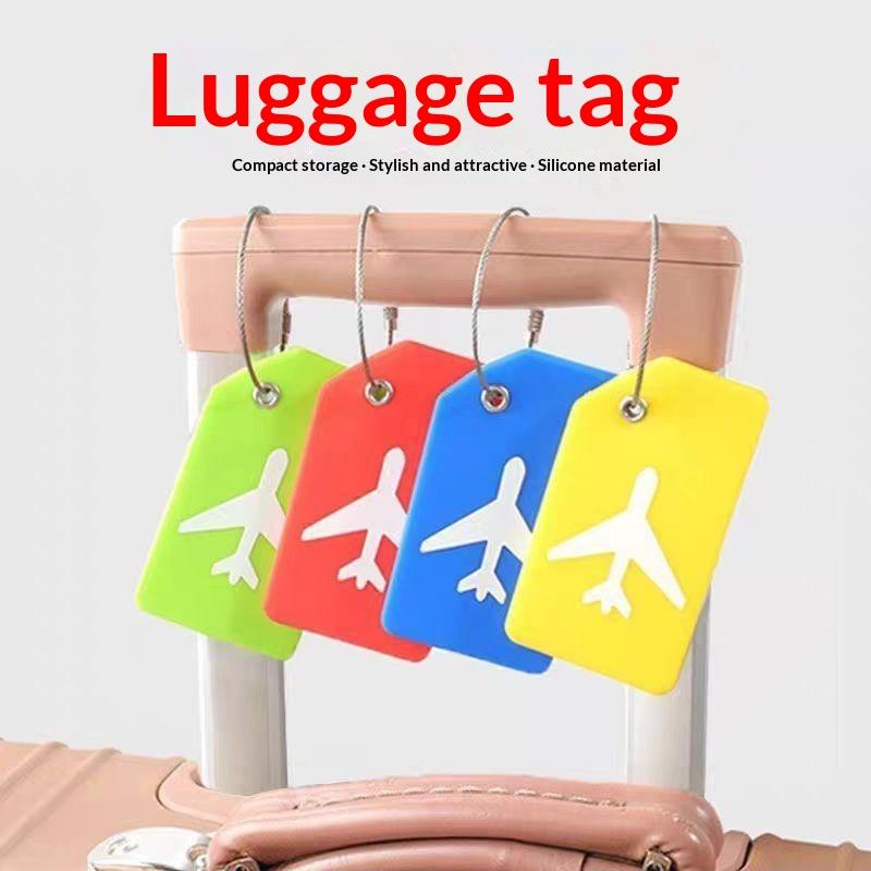 1Pc Soft Silicone Luggage Tag 7 Optional Colors Boarding Pass Baggage Name Label For Women Men Travel Use