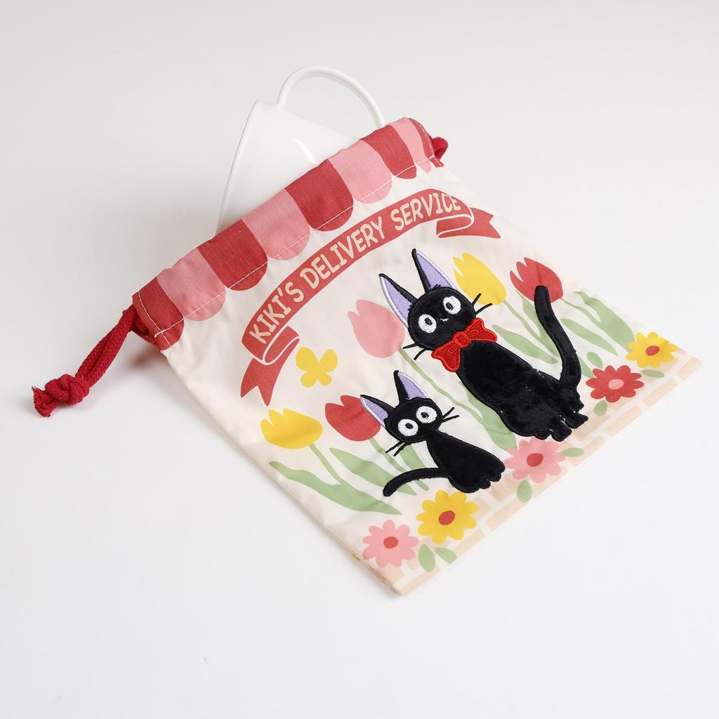 Marushin School Lunch Cup Small Drawstring Ghibli Delivery Service Jiji Cup Bag with Perfect for and Elementary Character 1025006400 Bag, Holder,