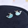 Japanese & Korean S925 Silver Blue Whale Earrings for Girls
