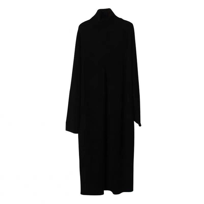 Koreansk Chic Höghalsad Lös Över Knäet Smickrande Stickad Tröja för Kvinnor - Höst/Vinter Nischdesign