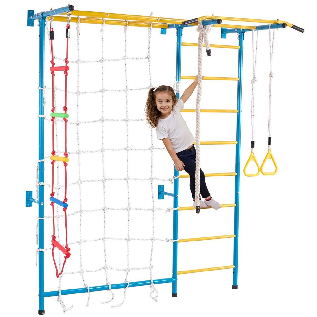 Wall Gym for Kids 7 In 1 Steel Indoor Kids Gym for Exercise Climbing Toys