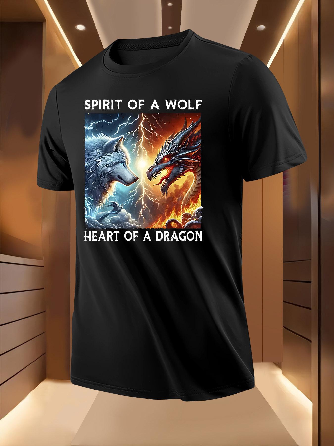 Wolf Dragon Graphic Tshirt - Spirit of a Wolf S