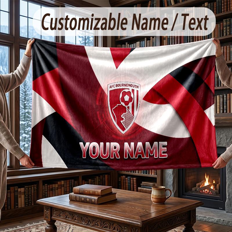 Coperta Plaid in Flanella con Nome Personalizzato Modello Calcio Brentford Calda Decorazione per la Casa