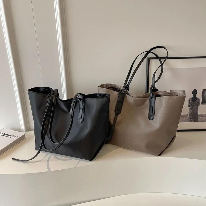 Oxford Textil Enfärgad Säljer Damers Tygväska Dragkedja Mångsidig Mode Axelväska Mjuk Enkel Populär Handväska