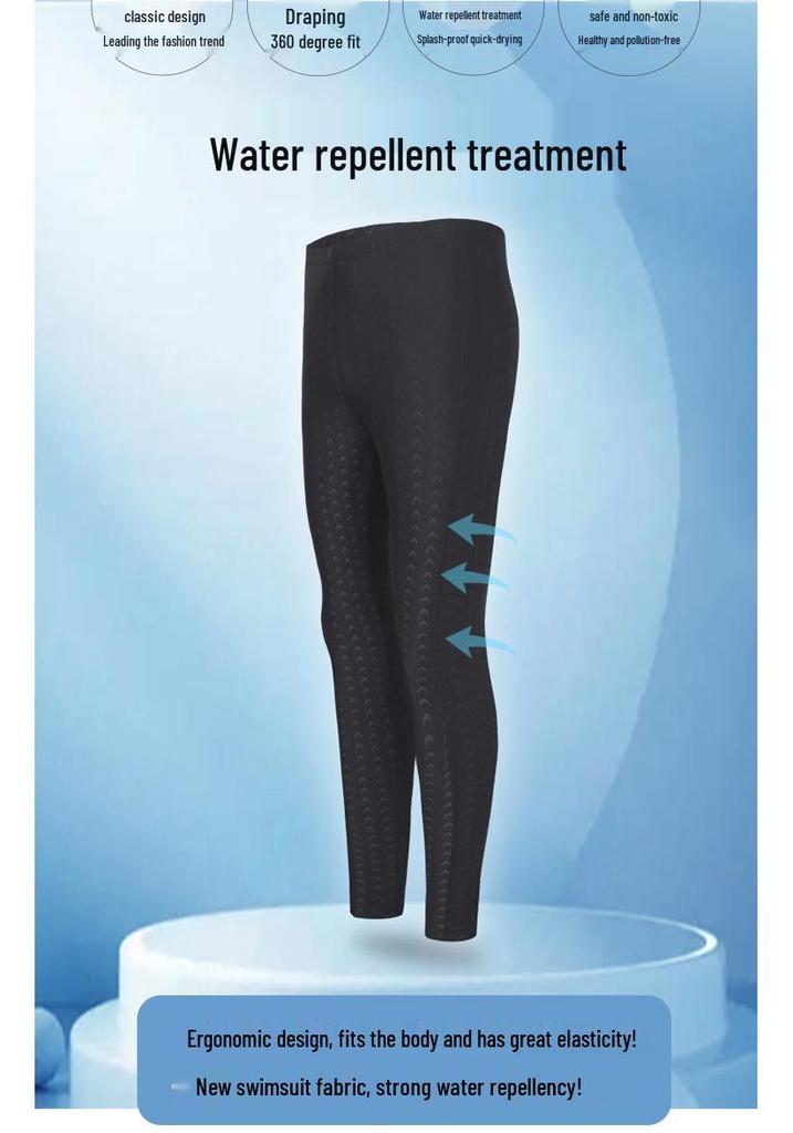 Exklusive Herren-Badehose mit langen Beinen, schnelltrocknend, Haifischhaut-Optik, Renn-Badehose