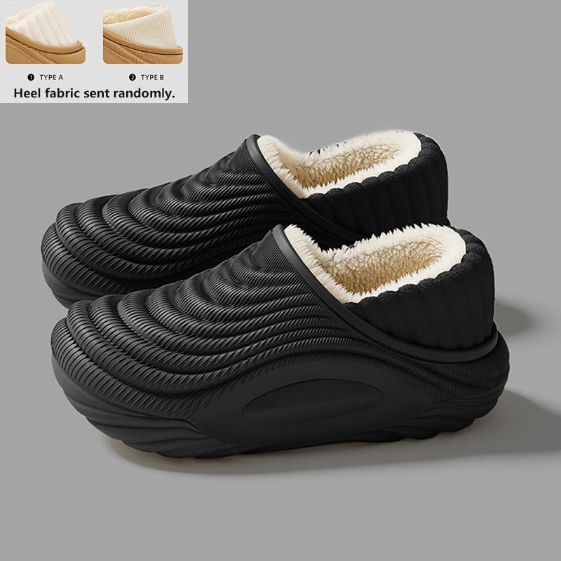 Warm Plush Waterproof EVA Indoor Slippers for Women Soft Thick Bottom Non-Slip Home Slippers Couple's Furry Slides
