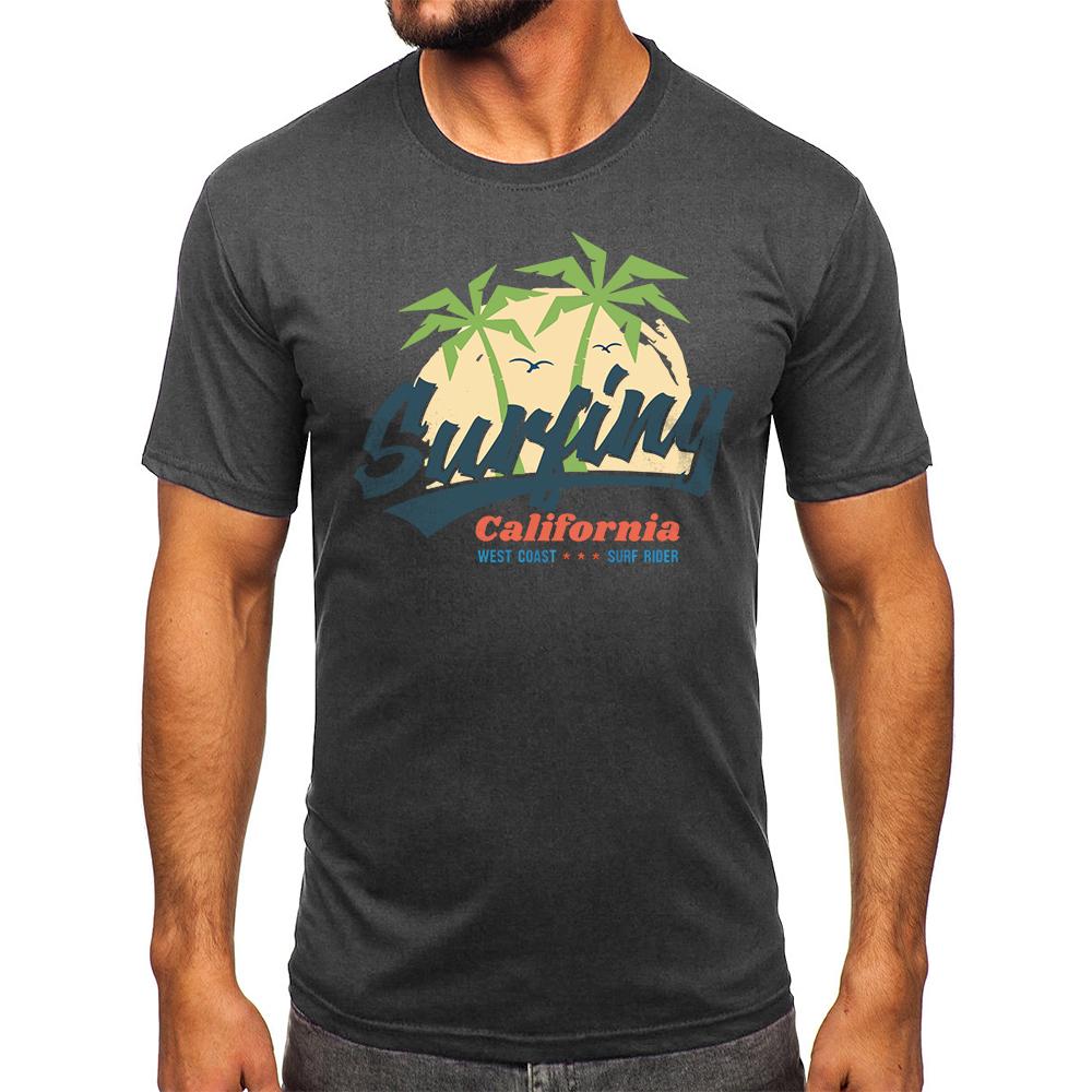 Cotton Surfing California Holiday Printed 100% Cotton Classic Vintage Y2k T-Shirt for Men Women Sportswear Tops Tees