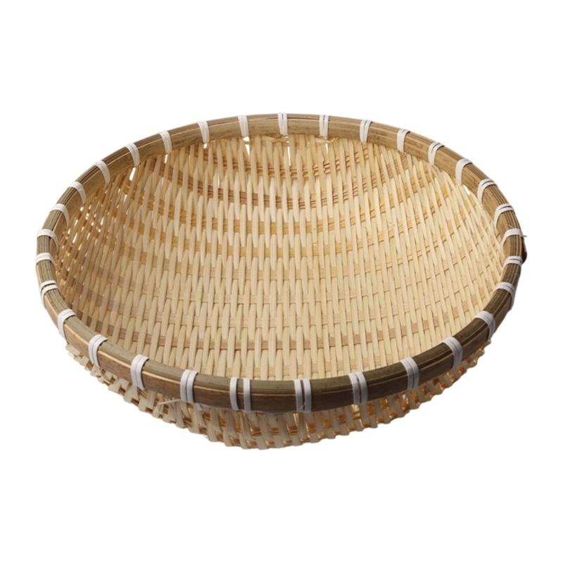 Natural Handwoven Bamboos Storage Basket for Multipurpose Kitchen Use Fruit and Nut Container with Nonslip Bottom