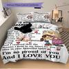 3pcs Grandma Granddaughter Quotes Duvet Cover Set, Cover For Bedroom Guest Room (1 Duvet Cover + 2 Pillowcase, Without Quilt),  Yy250922170