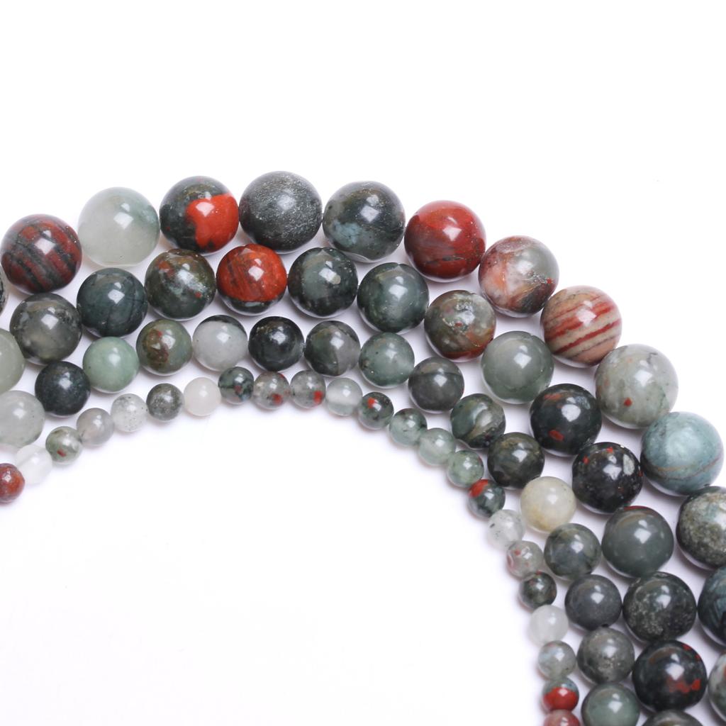 Beads Fashion 4/6/8/10mm African Blood Stone Bracelet Necklace Natural Jewelry Making DIY Accessories Beaded Material Key Chain