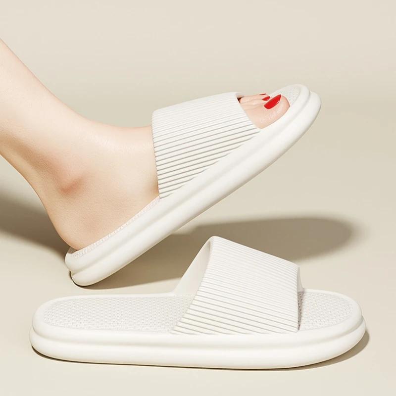 Fashion Women Summer Concise EVA Slippers Men Soft Home Slides Couples Bathroom Non-slip Sandals Adults Comfortable Outdoor Beach Shoes