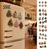 Handmade Holiday Gifts 6Pcs/Set Fridge Magnets Faux Pearl Art Kit, Christmas Snowman Tree Santa Home Decorations Magnets, DIY Mosaic Refrigerator