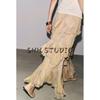 Summer New Product Women's Clothes Mid-Waist Asymmetric Hem Print Laminated Decoration Skirt 3694011