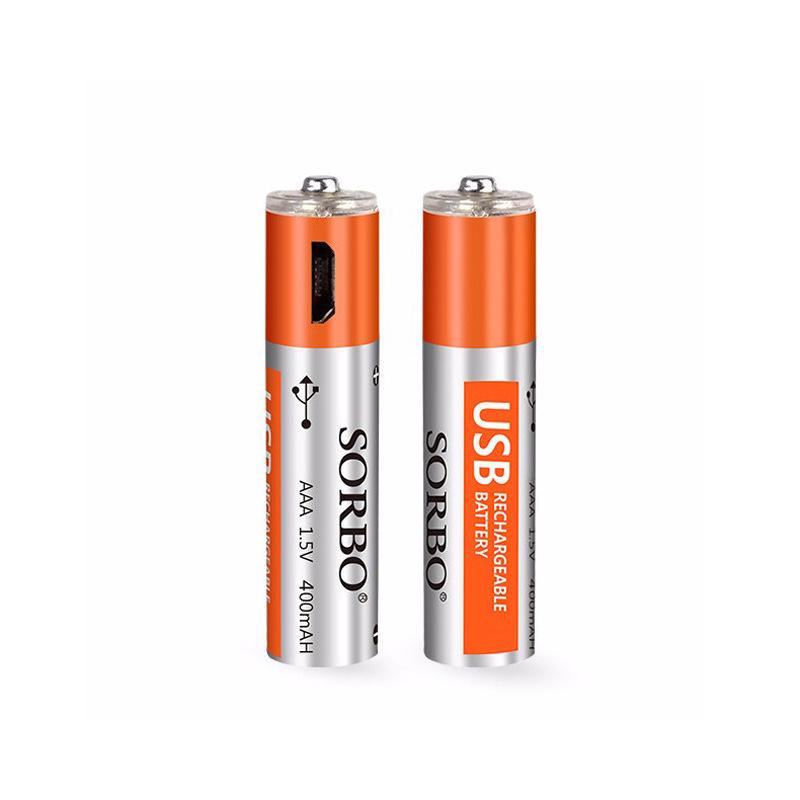 Smart USB Rechargeable AAA Battery Charger Set, 2-Slot Universal 1.5V Lithium Polymer Batteries.