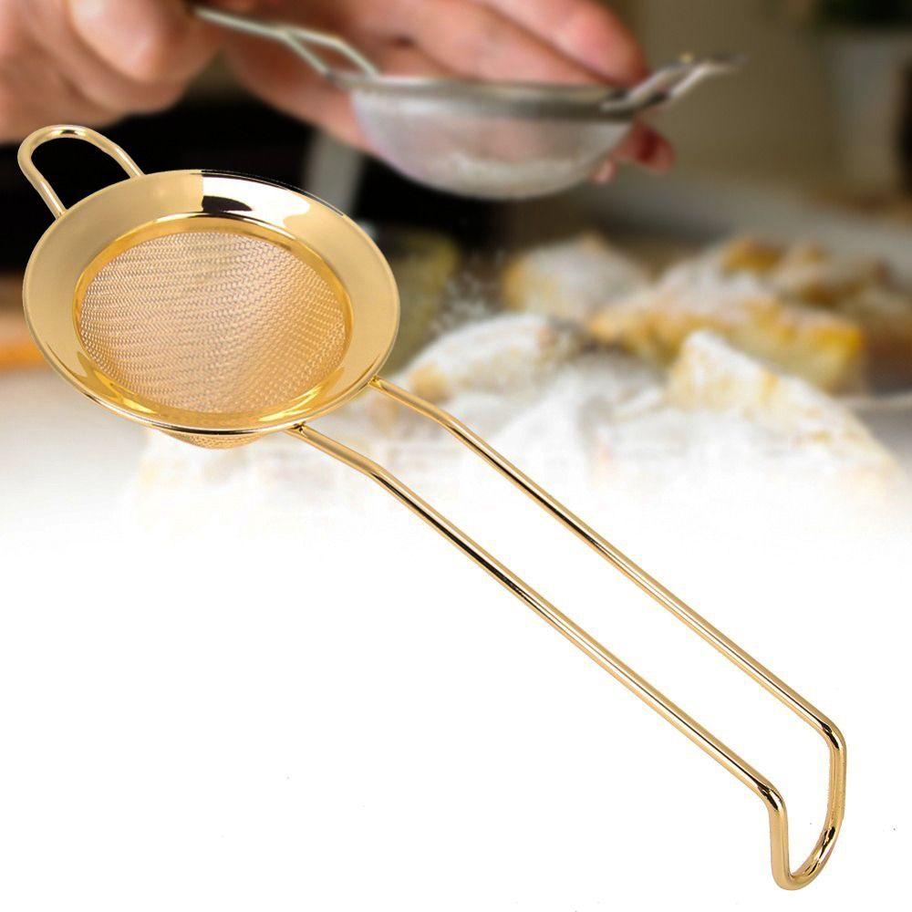 304 Stainless Steel Cone Shape Cake Powder Filter Long Handle Fine Mesh Strainer  Baking