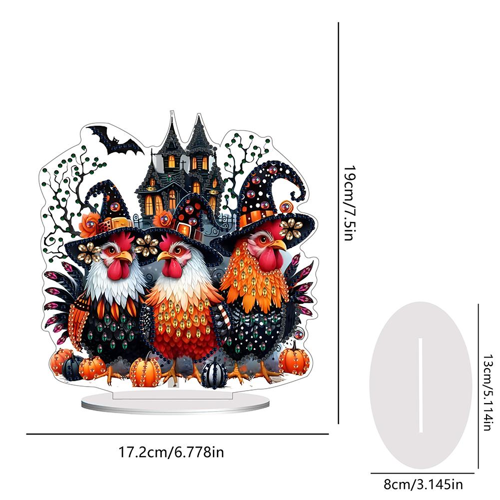 PET Halloween Theme Diamond Painting Tabletop Ornaments Kit 5D DIY Diamond Art Tabletop Decorations Office Decor