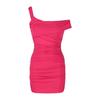 Wholesale French Irregular Slant Shoulder Off-Shoulder Korean Spice Girl Dress Summer New Sexy Hip Wrap Skirt
