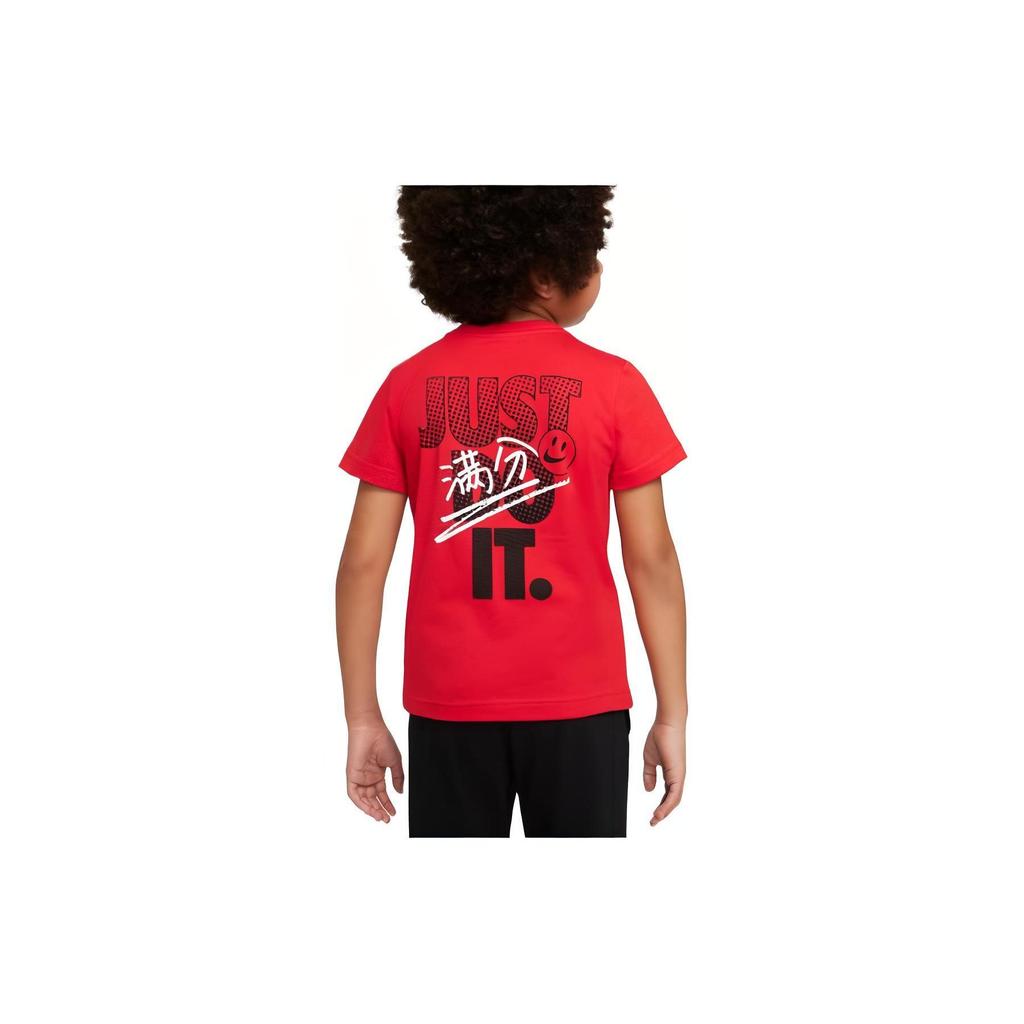 Nike T-Shirt Round Neck Pullover Logo Letter Print Solid Color Short Sleeve Kids Tops Red DZ0887-657