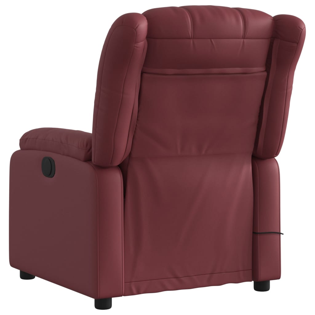 Massage Chair Burgundy Synthetic Leather