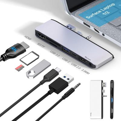 USB Hub for Microsoft Surface Laptop 4K HDMI USB USB Card USB Headphone Surface Converter USB Multiport Hub HDMI 2/Laptop 1, Port, 3.0, 2.0, SD/TF