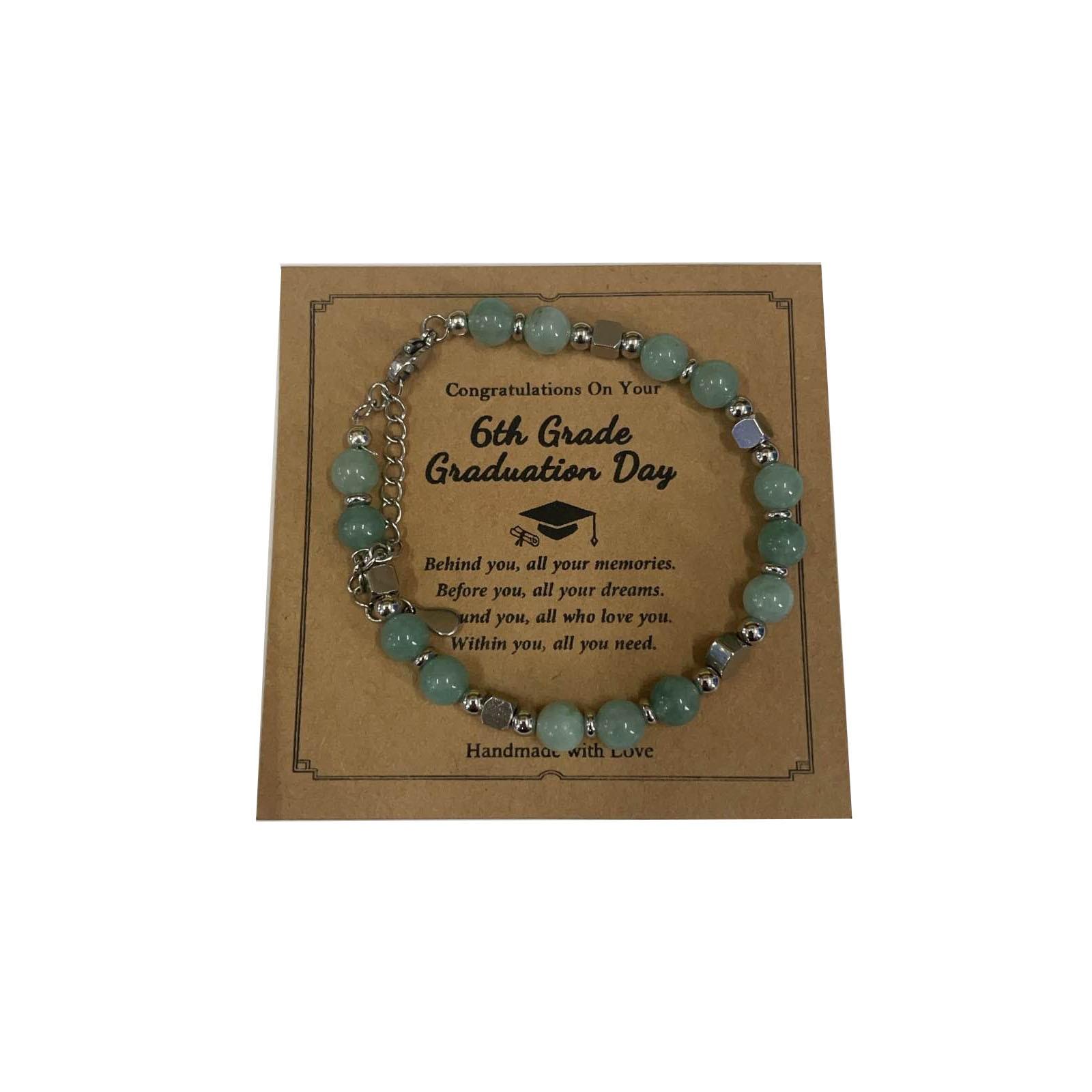 

Heart Pendant Stainless Steel Beaded Bracelet Adjustable 6MM Stone Bracelet One Size