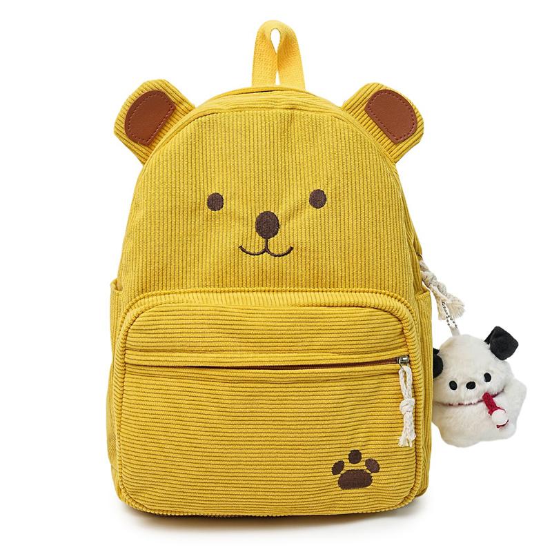 Cute Corduroy Backpack for Women & Girls – Adorable Bear Design Mini Backpack with Paws & Face, Perfect for School, Travel, and Daily Use
