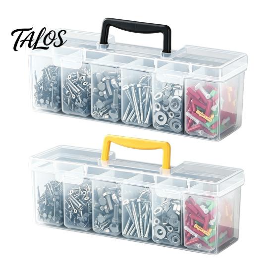 Talos Hardware Storage Box, with Handle Transparent Stackable Dust-Proof Organizer, for Tools Spices Art Supplies Office Accessories