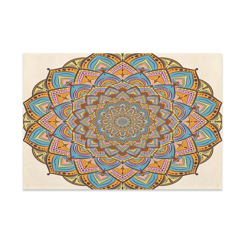 Vintage Mandala Placemats Washable Boho Floral Place Mat for Home Party Dining Tables Wedding Kitchen Banquets Decor