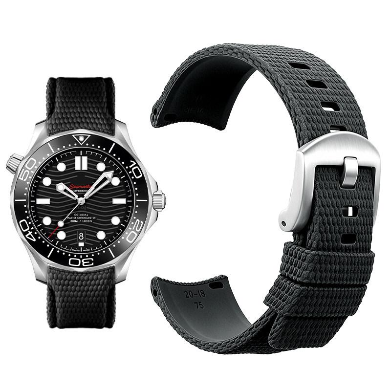 Curved arc-shaped fluororubber Watch strap for original OMEGA X Swatch X Blancpain Scuba Fifty Fathoms MoonSwatch FKM watchband