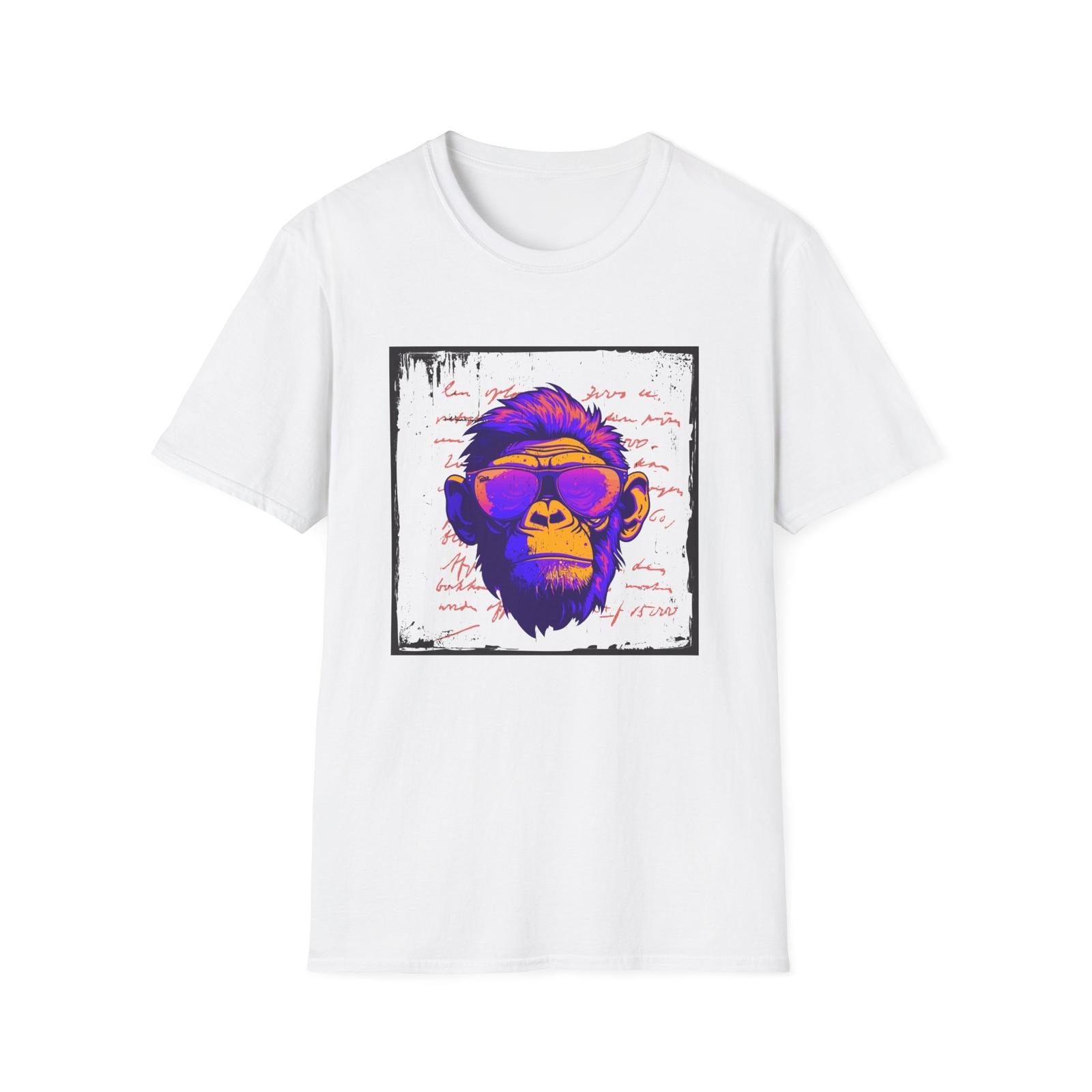 Retro Cartoon Monkey Unisex Softstyle T-Shirt S