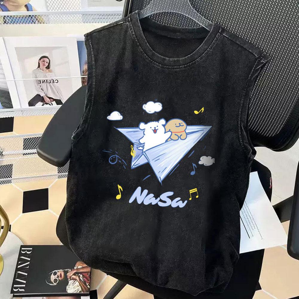 Man Graphic T Shirt Chiikawa Cartoon Print Tank Top Gym Clothing Vintage Wash Oversized Sleeveless Vest Clothes