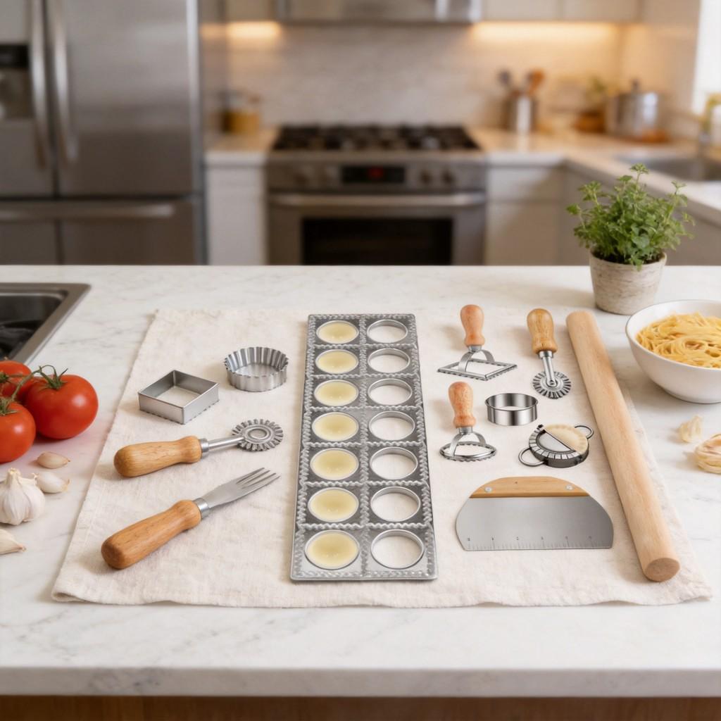 Italian Pasta And Dumpling Making Set With Wooden Tools For Home Kitchen Cooking