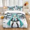3D Print Japanese Cartoon Kawaii H-Hatsune M-Miku Bedding Set 2/3piece Duvet Cover Pillowcase for Teen Girls Room Decor Gifts