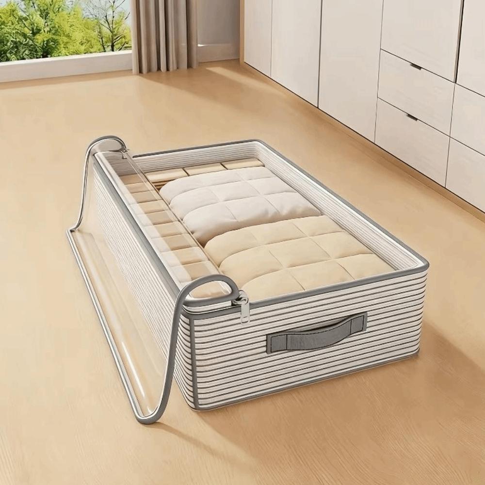 Non-woven Fabric Under Bed Storage Bag Large Capacity Clear Window Quilt Clothes Storage Bag Folding Space Saving