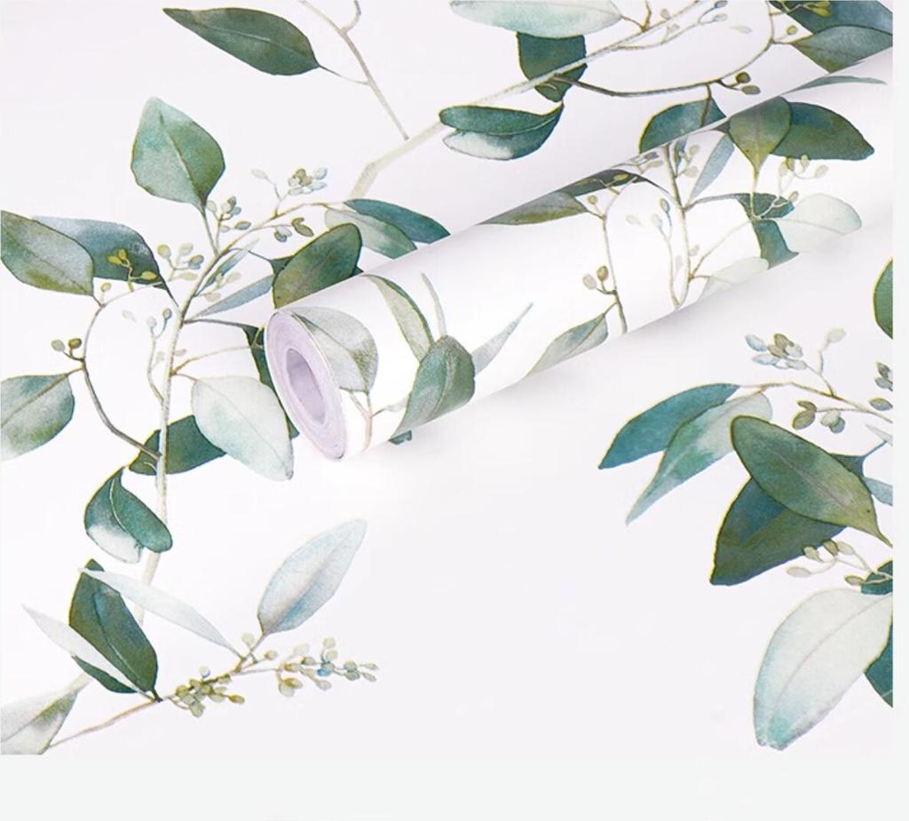 6M Vinyl Green Leaf Peel and Stick Wallpaper Self Adhesive Contact Paper Removable Waterproof Wallpaper For Furniture Renovation