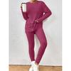 Female Suit, Autumn New Fashionable Casual Temperament Loose Round Neck Pit Stripe Knitted Suit for Women
