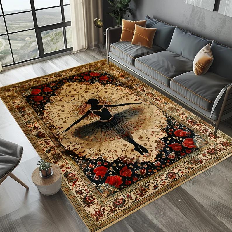 Bedroom Rug Entryway Rug Soft Rug Non-Slip Carpet Kids Room Rug Teen Girl Room Rug Ballet Girl Rabbit Rugs Entryway Rug Pink Rug