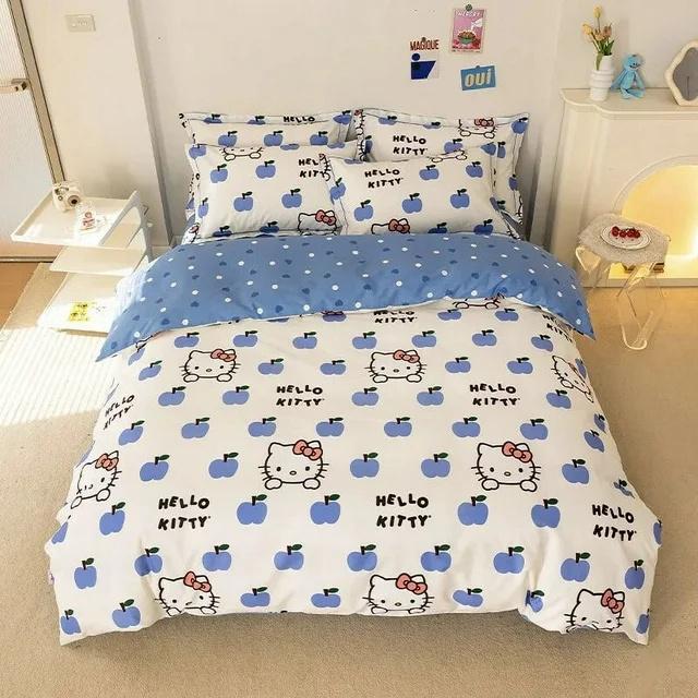 Povlak na přikrývku Hello Kitty Ložní souprava Povlak na přikrývku s povlakem na polštář Jednolůžko King Queen Twin Size Bytový textil Dekor do dětské ložnice