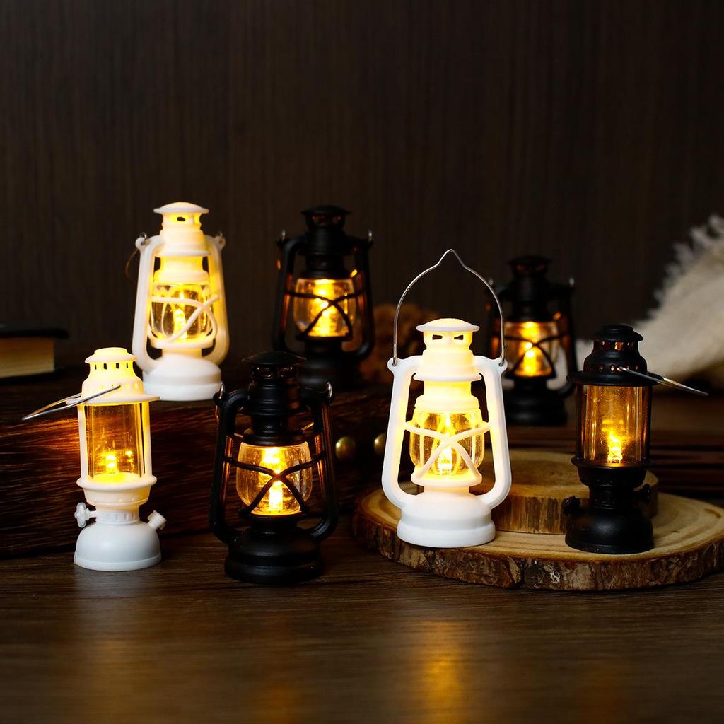 Vintage LED Mini Oil Lamp Lantern - Home Decor & Photo Prop Gift.