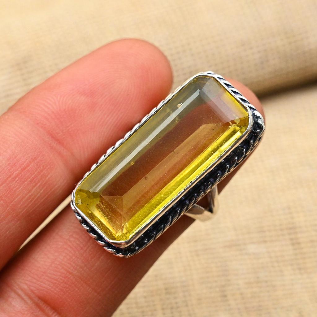Astonishing Citrine Gemstone Handmade 925 Solid Sterling Silver Jewelry Ring For Her