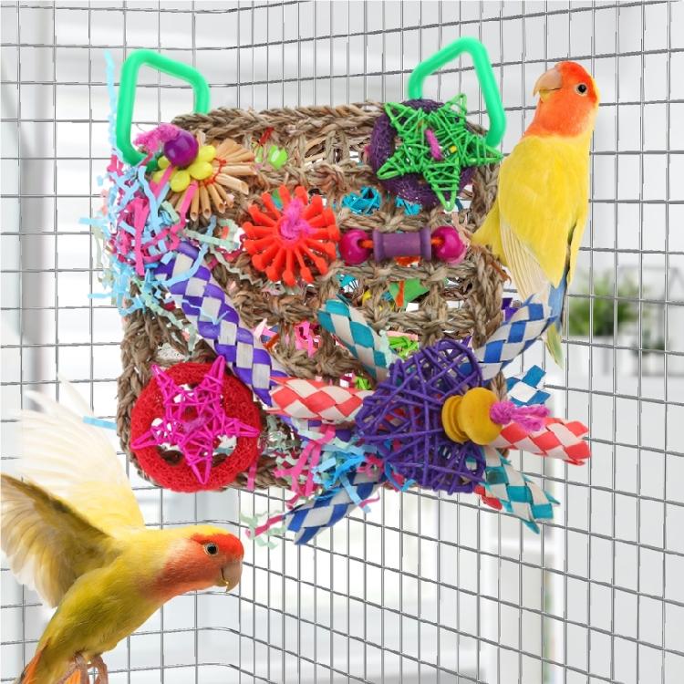 Seagrass Foraging Toy Wood Natural Rope Forage Chew Toys Hanging for Conures